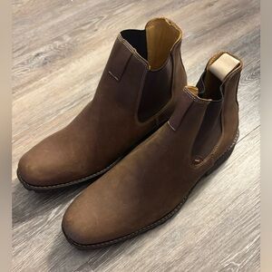 Men's Sandro Moscoloni Brown Chelsea Work Boots - Slip-On Rugged Leather Sz 9.5